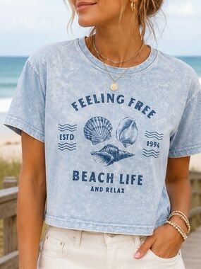 NAF NAF • Acid Wash Beachy Boxy Tee